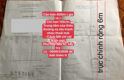 400m đất phú nghĩa-chương nỹ-hà nội
giá chỉ 15tr/m
phù hợp đầu tư,kinh doanh xây trọ